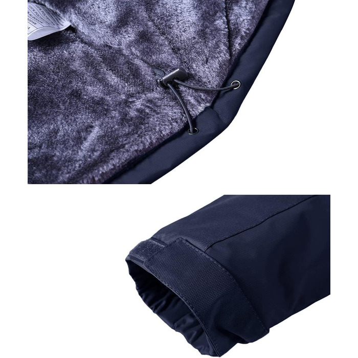 Зимова куртка KEFITEVD для чоловіків, водонепроникна, тепла, з підкладкою, для катання на лижах, спортивна, вітронепроникна, дихаюча, функціональна з відстібаною капюшоном (M, Темно-синій)