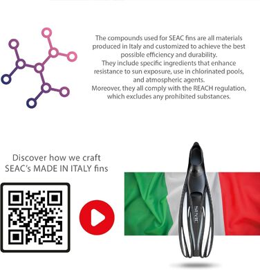 Seac F 100 Pro: Ласти для дайвінгу та снорклінгу, ультралегкі, закриті, 40/41, чорні