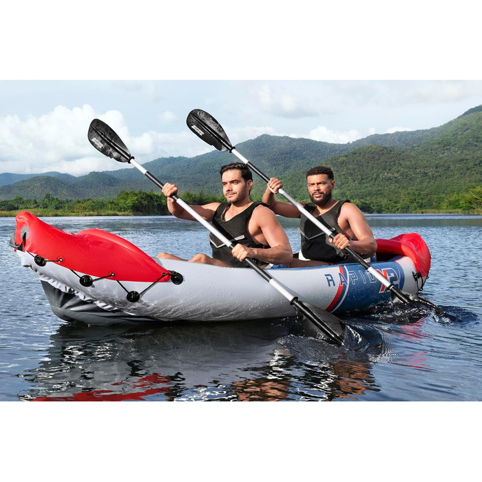 Каяк Hydro-Force Rapid X2 для двох осіб: надувний комплект з сидіннями, спинками, веслами, насосом та сумкою для перенесення
