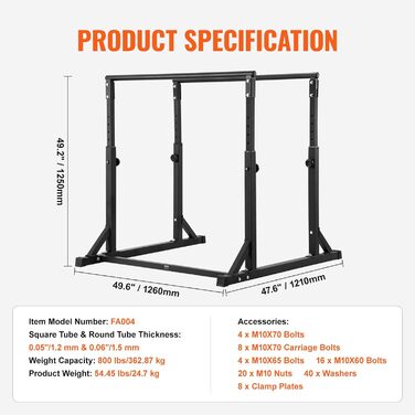 Стойка для віджимань та підтягувань VEVOR, важка (363 кг), регульована, для домашнього фітнесу