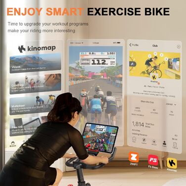 Велотренажер Kitopa Heimtrainer з Bluetooth, LCD-дисплеєм, тихий ергометр, регульоване навантаження, для кардіо-тренувань, до 150 кг, оранжевий