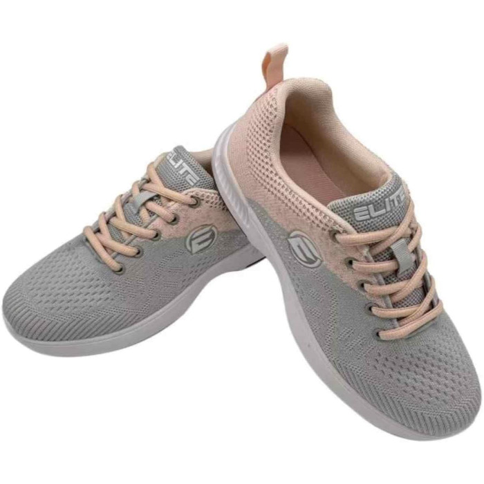Жіночі боулінгові туфлі Elite Comfort – універсальні підошви, ультралегке сітчасте полотно, спортивний стиль, сірий, персиковий, 38 EU