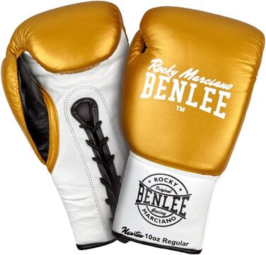 Боксерські рукавички Benlee Rocky Marciano Newton зі шкіри, унісекс, 10 унцій, золотисто-білі-чорні