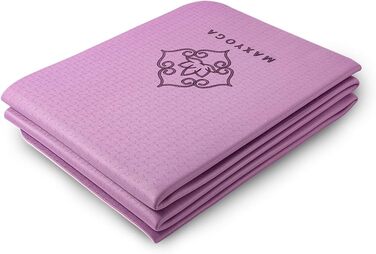 Складаний йога-мат MAXYOGA, нековзний, легкий, екологічний TPE, 183x61x0,6 см, темно-фіолетовий