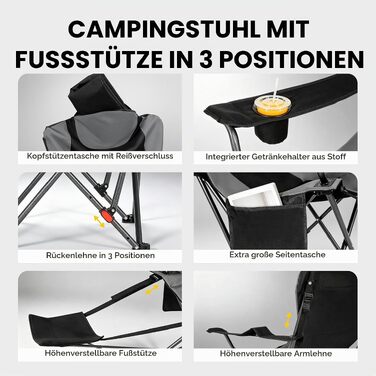 Складане кемпінгове крісло OUTSIDER Heavy Duty, посилене, до 200 кг, чорне