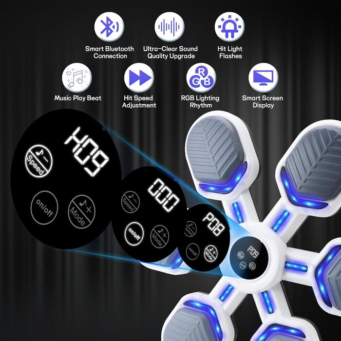Музичний бокс-машина Wandmodell з Bluetooth, LED, 9 режимів і швидкостей, з боксерськими рукавичками для дітей і дорослих