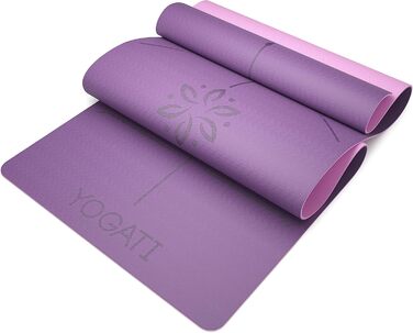 Килимок для йоги YOGATI, неслизький та товстий, з позначками для вирівнювання тіла, спортивний килимок для дорослих та дітей, ідеальний для пілатесу та фітнесу