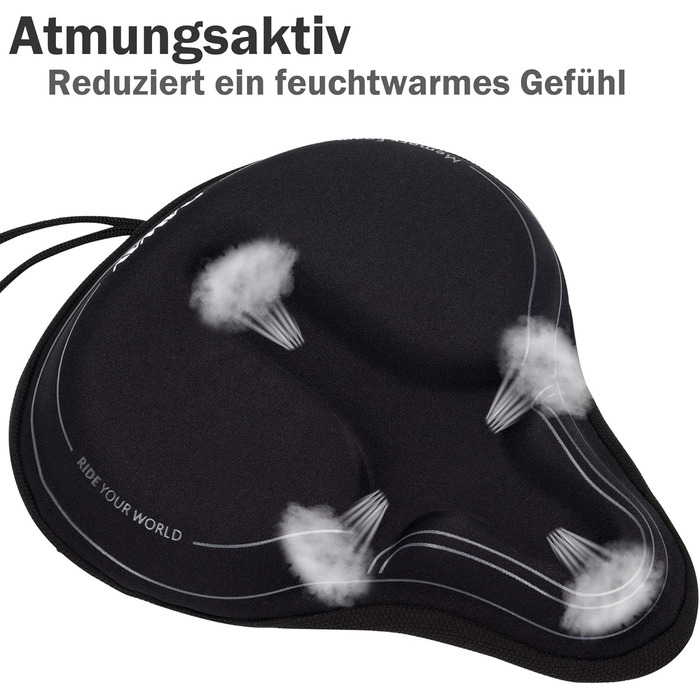 Покриття на сидіння велосипедного крісла Daway з силіконовим гелем та піною Memory Foam - XL/L/M/S, 30 x 27 см, чорний