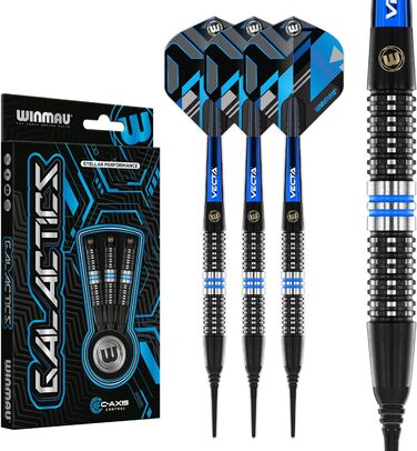 Дартс набір WINMAU Galactics 90% вольфрам, професійний, 18г Soft Tip, 24г/26г Steel Tip, з крилами та стрижнями