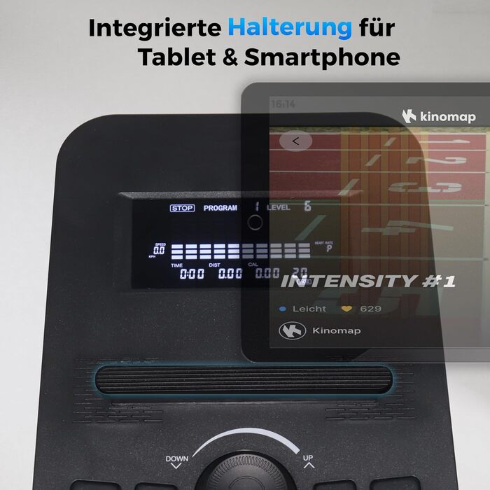 Еліптичний тренажер AsVIVA C28 Pro - 16 кг маховик, тихий ремінний привід, електричне регулювання опору, фітнес-комп'ютер, транспортні ролики