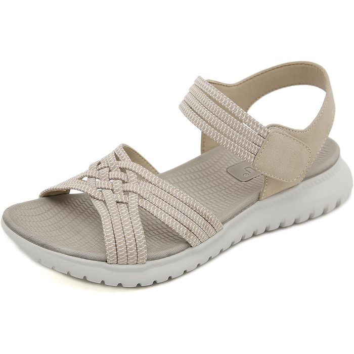 Жіночі сандалії літні для ходьби, відпочинку, спорту та пляжу. Платформа, антиковзаюча підошва, розміри 35-42 EU, колір бежевий. Стиль A