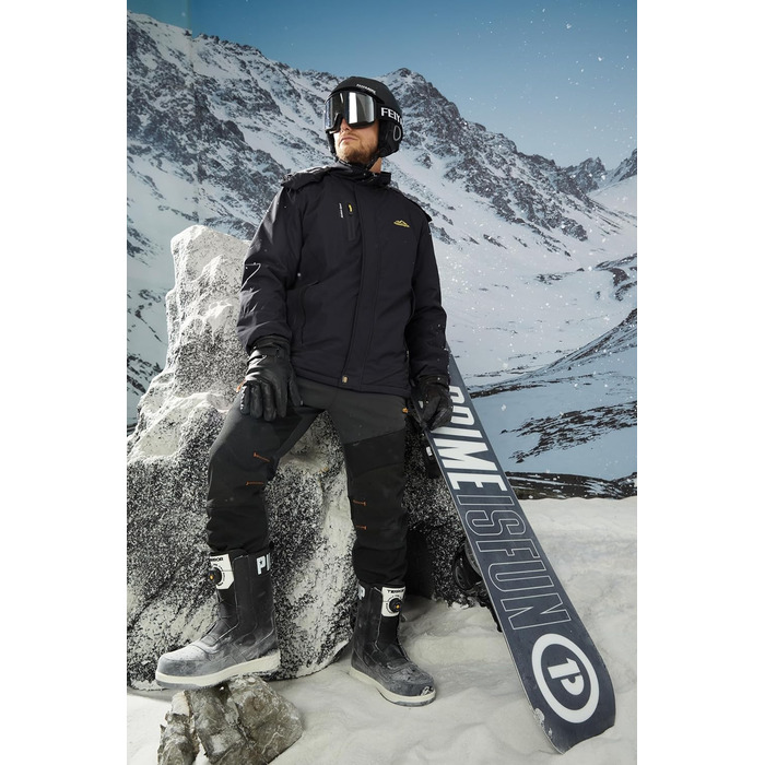 Зимова куртка MAGCOMSEN для чоловіків: тепла, водонепроникна, з капюшоном. Підходить для катання на сноуборді, активного відпочинку та роботи. Розмір L, чорний колір.