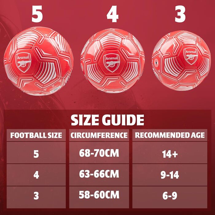 Футбольний м’яч Arsenal FC, офіційний, розмір 3/4/5, червоний, подарунок для фанатів