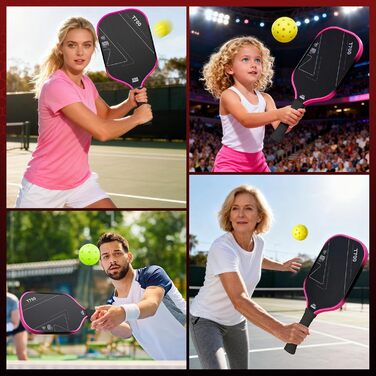 Ракетка для піклболу з вуглецевого волокна, 16 мм Shark Power Polymer-сердечник, гарячий прес, чорна