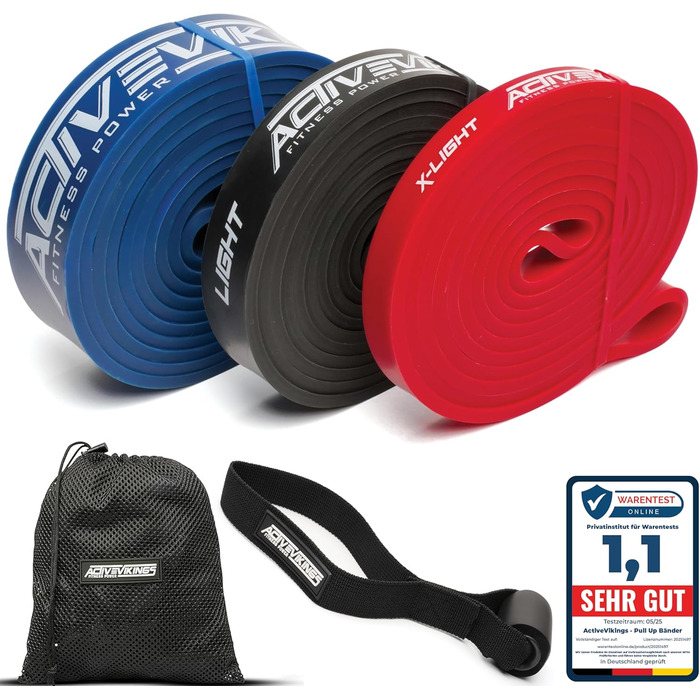 Фітнес-гуми для тренувань Resistance Bands G - Light (Червоний, Чорний, Синій) з анкером для дверей та eBook