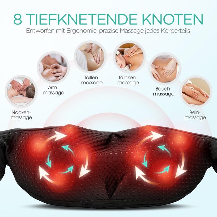 VOYOR HEALTH масажер для шиї з підігрівом, 4D шиацу масажер глибоких тканин для зняття болю у м'язах шиї, спини, плечей, для дому, офісу, авто, модель PJ200