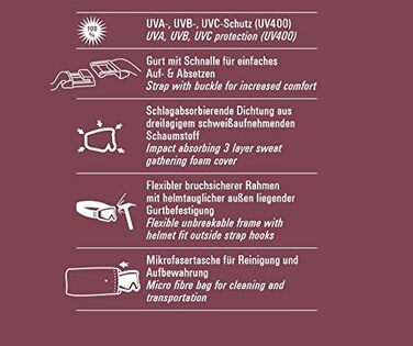 Гірськолижна маска L.A. Sports Snowtec унісекс, біло-оранжева, поляризована, антифог, UV-захист, регульований розмір, для шолома, для жінок і чоловіків