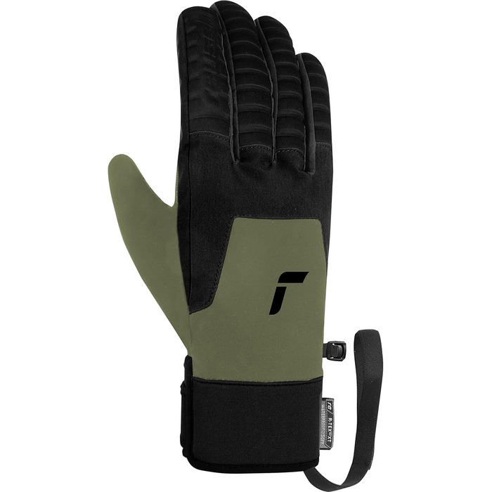 Чоловічі/унісекс лижні рукавички Reusch Raptor R-TEX XT Touch-Tec, водонепроникна мембрана, теплі зимові рукавички для сноуборду та гірськолижного спорту, сенсорний екран, оливкові/чорні, розмір 8