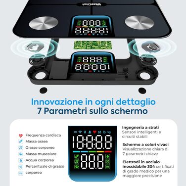 Інтелектуальна вага для тіла з ITO-екраном, електрична, для вимірювання жиру, з безкоштовним додатком