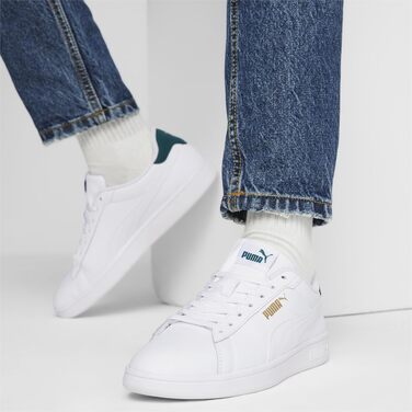 Кросівки PUMA Smash 3.0 L унісекс, білі з малахітовим та золотим кольором, розмір 42 EU