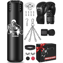 Боксерський мішок NZQXJXZ для дорослих, 120 см, з аксесуарами, мікрофібра, для кікбоксингу, фітнесу, MMA, греплінгу, муай-тай