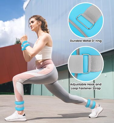 Гантелі на кісточку/зап'ястя для ніг та рук, 1/2/3/4/5/6/8/10 кг, 1 пара, блакитні