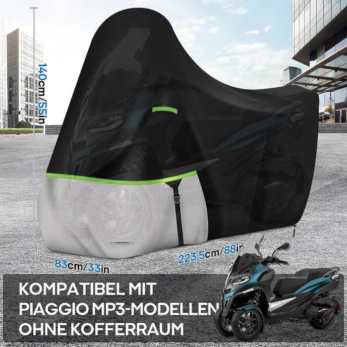 Водонепроникний захисний чохол для моторолика Piaggio Vespa GTS GTV GT 60/300/250/125 (без кофра), матеріал 420D Oxford, зимовий