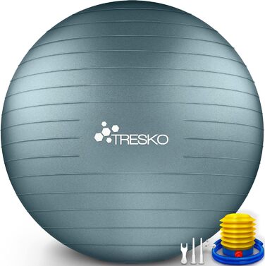 Гімнастичний м'яч TRESKO без BPA з насосом, для фітнесу, йоги, вагітних, пілатесу, антивибуховий, до 300 кг