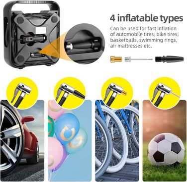 Автомобільний компресор WindGallop 12V з манометром та LED підсвіткою, насос для шин, велосипедів, баскетбольних м’ячів, басейнів та іграшок