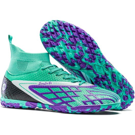 Футбольні бутси з високим верхом для чоловіків та жінок - Indoor футбольні черевики з неслизькою гумовою підошвою, дихаючі для тренувань та гри на твердих покриттях, Green R 38 EU