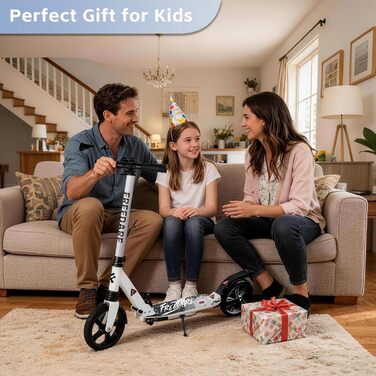 Міський трюковий ролер FREEDARE Cityroller для дітей та дорослих, складний, колеса 200 мм, регулювання висоти, до 100 кг, білий