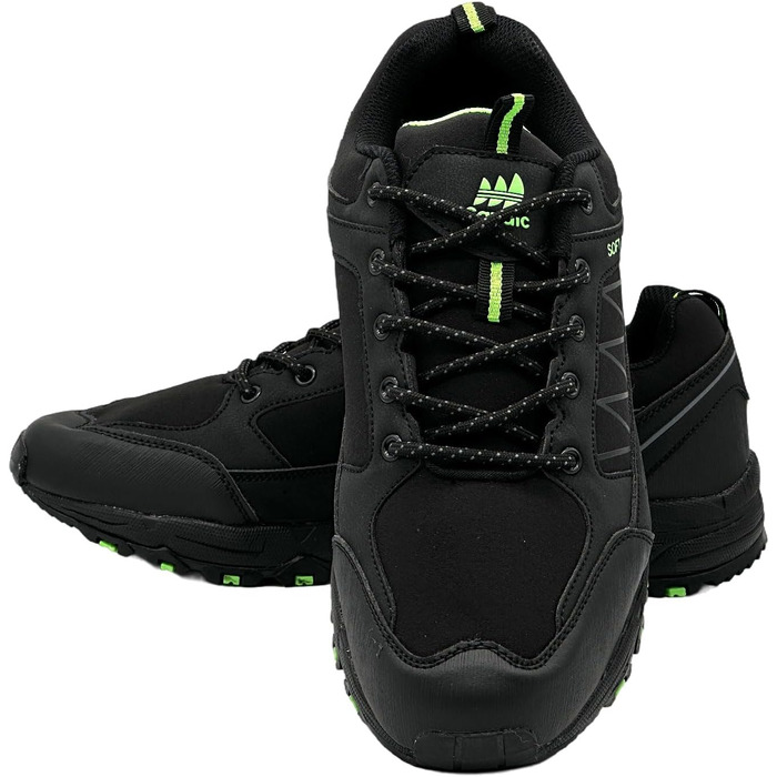 Чоловічі та жіночі трекінгові черевики Softshell для хайкінгу та трейлу, 42 EU, чорний та яблучно-зелений