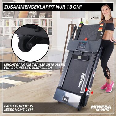 Електричний біговий тренажер Miweba Sports HT500: 3 PS, 14 км/год, 120 кг, складний, LCD, 12 програм | Чорний