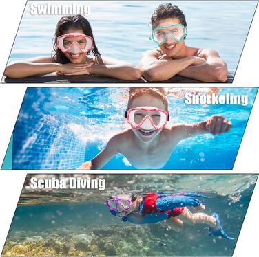 Набір для снорклінгу для дітей HIKOTEY, сухий сноркель, маска для снорклінгу з антизапітніюючим покриттям, водонепроникні затички для вух, рожевий (B1)