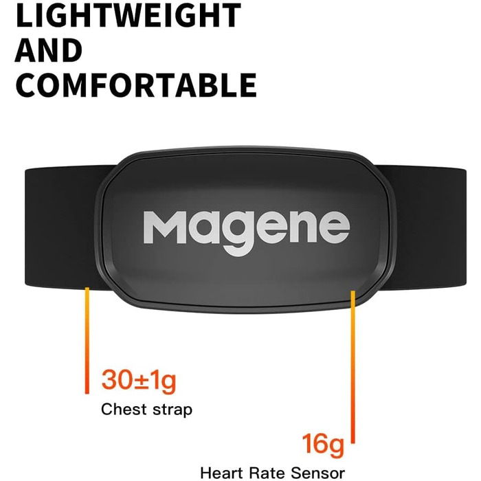 Пульсометр Magene H303 з нагрудним датчиком, ANT+/Bluetooth, сумісний з iOS/Android