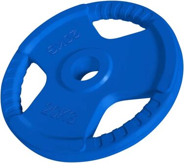 Диски для штанги GORILLA SPORTS 50 мм з ручками, гумові, 1,25–25 кг, набір 30 кг — олімпійські млинці для штанги, фітнес-ваги