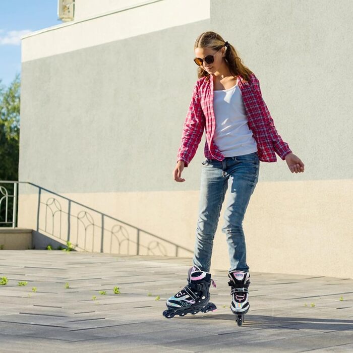 Роликові ковзани для дітей, регульовані, чорно-рожеві, 36-39 EU/240-270 mm