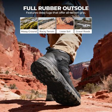 Чоловічі водонепроникні трекінгові черевики NORTIV 8 для хайкінгу та кемпінгу, чорно-сі, 43.5 EU