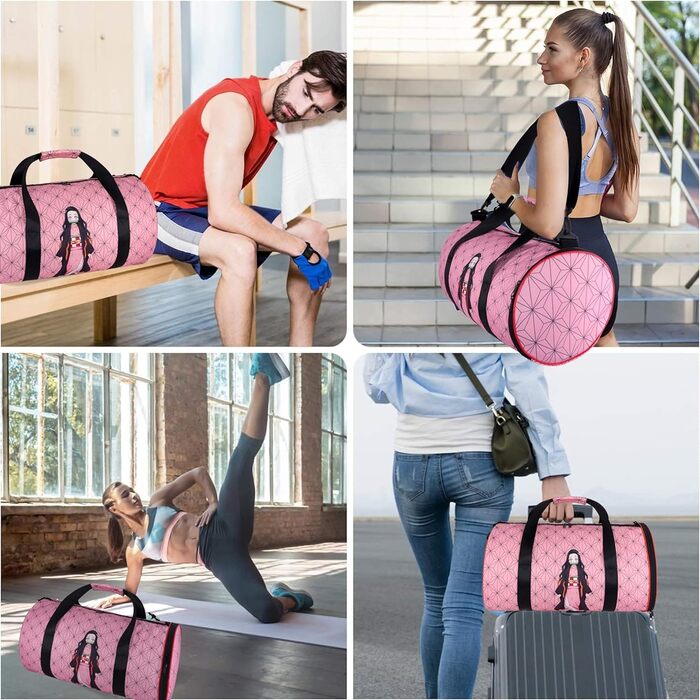 Спортивна сумка Roffatide Anime Demon Slayer (Камадо Незуко) з відділеннями для взуття та вологого одягу, легка дорожня сумка для залу та фітнесу