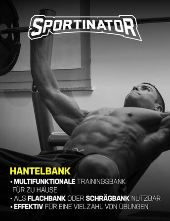 Багатофункціональна лавка для жиму SPORTINATOR Herkules, преміум, складана, компактна, для домашнього спортзалу, 147x125x103 см, чорна