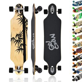 Longboard MAXOfit: Дошка для скейтбордингу з кленового/бамбукового дерева для початківців та професіоналів
