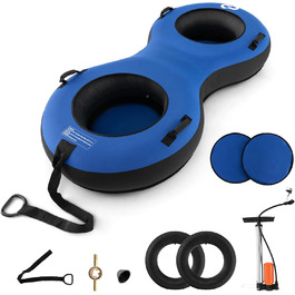 Надувний сніговий круг COSTWAY 200 см для 2 осіб з тросом та насосом, 400 кг, блакитний