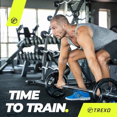 Диск для штанги з ручками TREXO 10 кг, чавунний, покритий, для фітнесу, кросфіту та силових тренувань