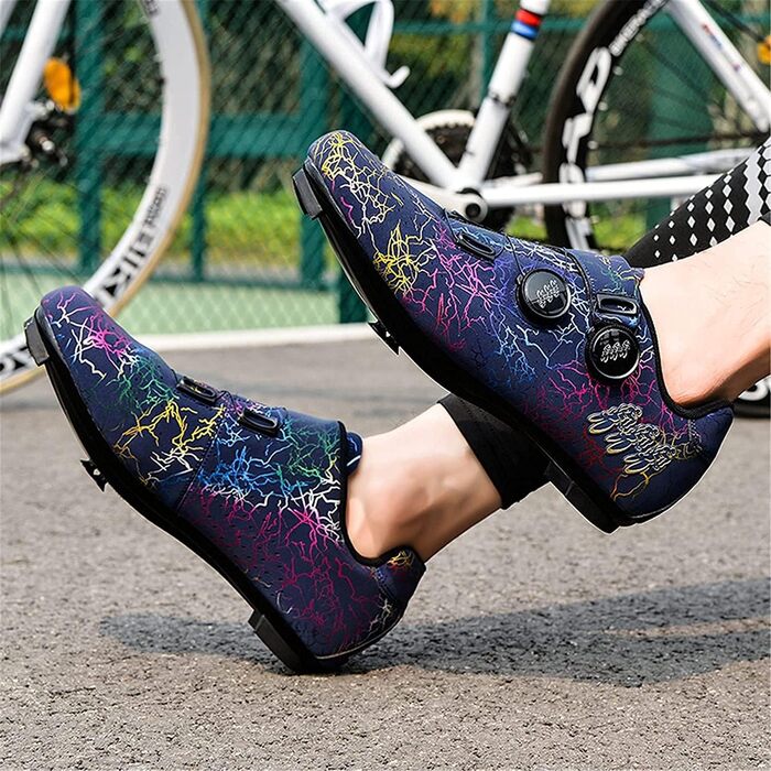 Велосипедні черевики для їзди на велосипеді: чоловічі та жіночі, для шосе, спінінгу, MTB, гравійних доріг та міста. Сумісні з SPD, SPD-SL та Look. Білий (39 EU, фіолетовий)