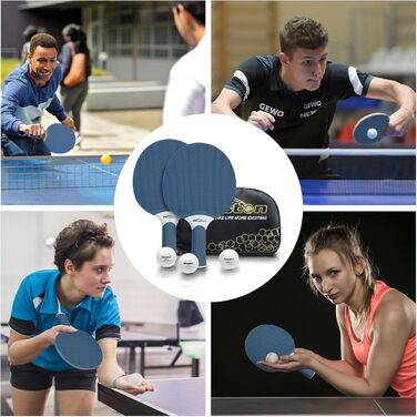 Набір для пінг-понгу Senston: професійний комплект для 2-4 гравців, гумові ракетки, для гри в приміщенні та на вулиці. Синій & Зелений