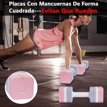 Регульовані гантелі 10 кг (2 x 5 кг), водонепроникні, компактні, легко регулюються, для тренувань вдома, змішані кольори