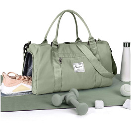 Спортивна сумка HYC00 для жінок та чоловіків, дорожня сумка-вояджер, Gym bag, сумка для плавання, йоги, тренувань, з відділенням для мокрого одягу та взуття, армійний зелений