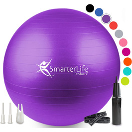 Гімнастичний м'яч SmarterLife 75 см фуксія для фітнесу, йоги, балансу, стабільності та вагітних, ідеальний як фітбол-стілець для офісу та дому