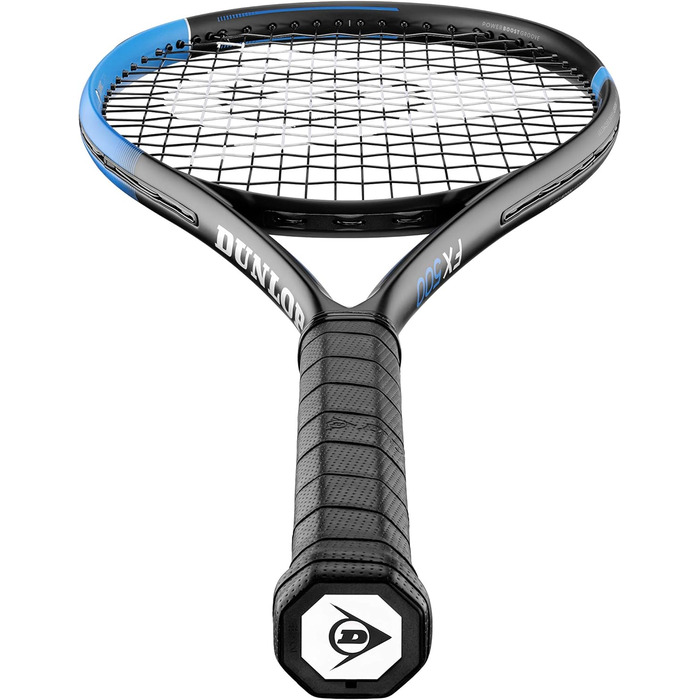 Тенісна ракетка Dunlop FX 500 LS 285г, турнірна, чорна-синя, без струн