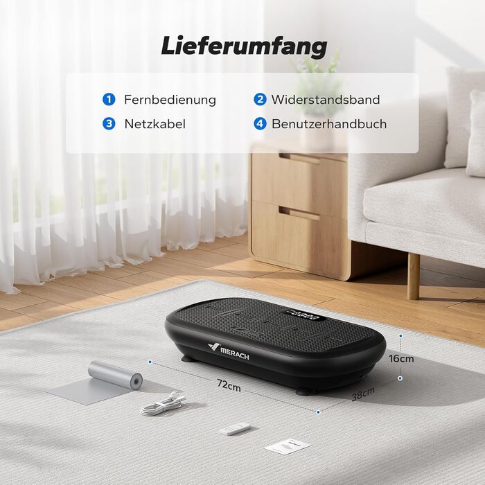 Вібраційна платформа MERACH для фітнесу та схуднення, 13 мм амплітуда, 200 кг, Bluetooth, чорна